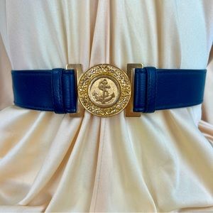 Gold And Navy Blue Nautical Buckle Belt